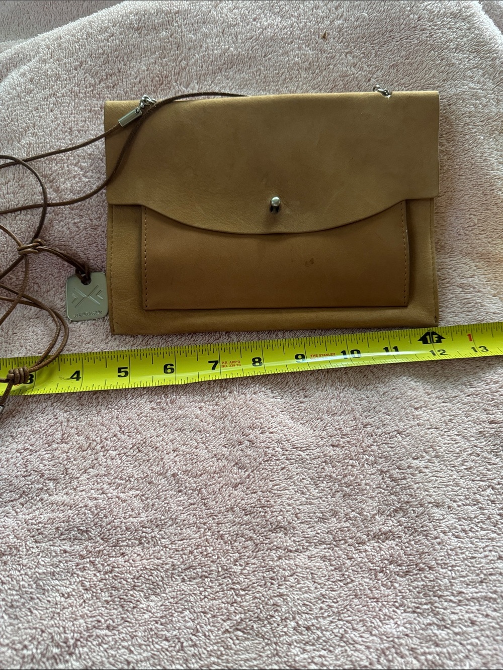 Minimal Tan Leather Crossbody Envelope Bag with Front Pocket